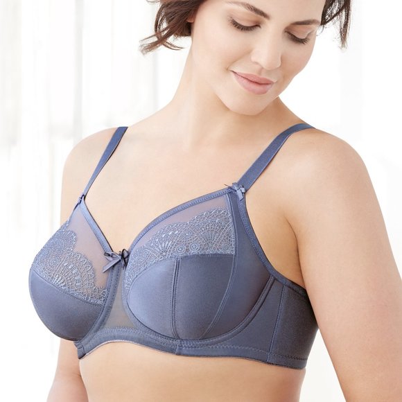 Set of 3! 44DD Glamorise ELEGANCE Bra (UNDERWIRE) Lace Side-Bones Blue-Ice NEW - Picture 7 of 16